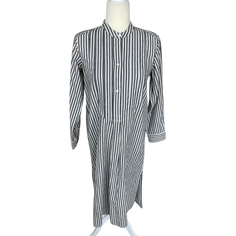 Nili Lotan Cotton Striped Long Sleeve Midi Shirt Dress Sz XS Effortlessly Chic